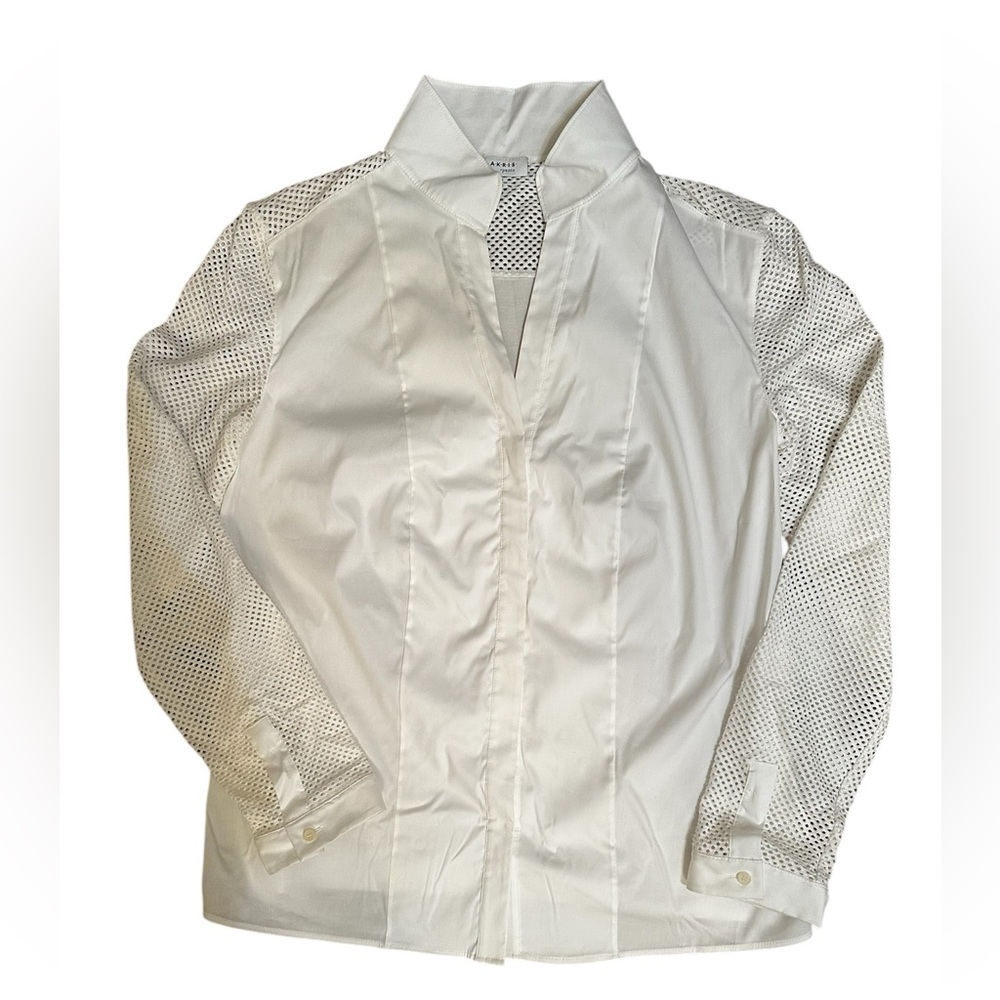 Akris Punto Elements Mesh Button Front Blouse, Wh… - image 1
